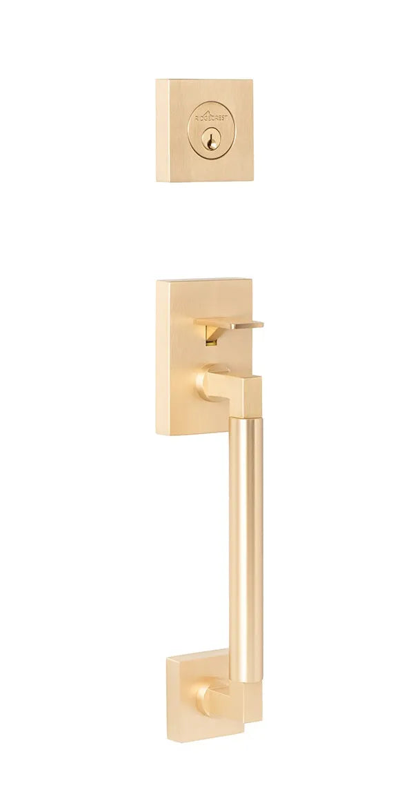 Ridgecrest Roma Handleset with Smooth Grip-Exterior Trim Only in Satin Brass finish