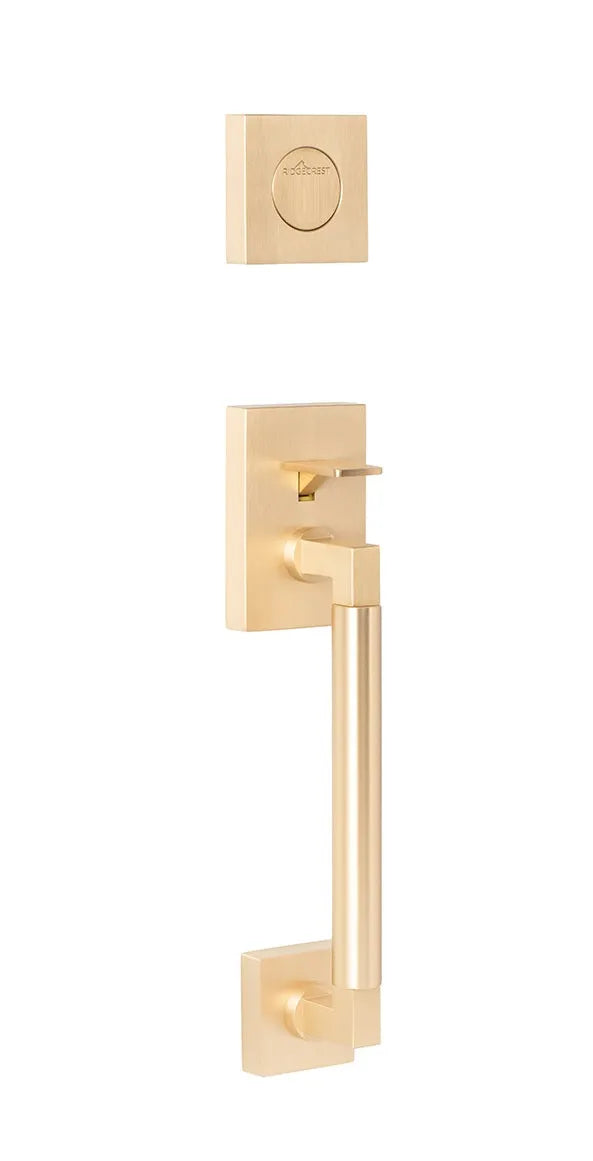 Ridgecrest Roma Handleset with Smooth Grip-Exterior Trim Only in Satin Brass finish