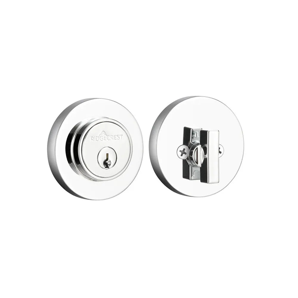Ridgecrest Round Mountain Deadbolt in Polished Chrome finish