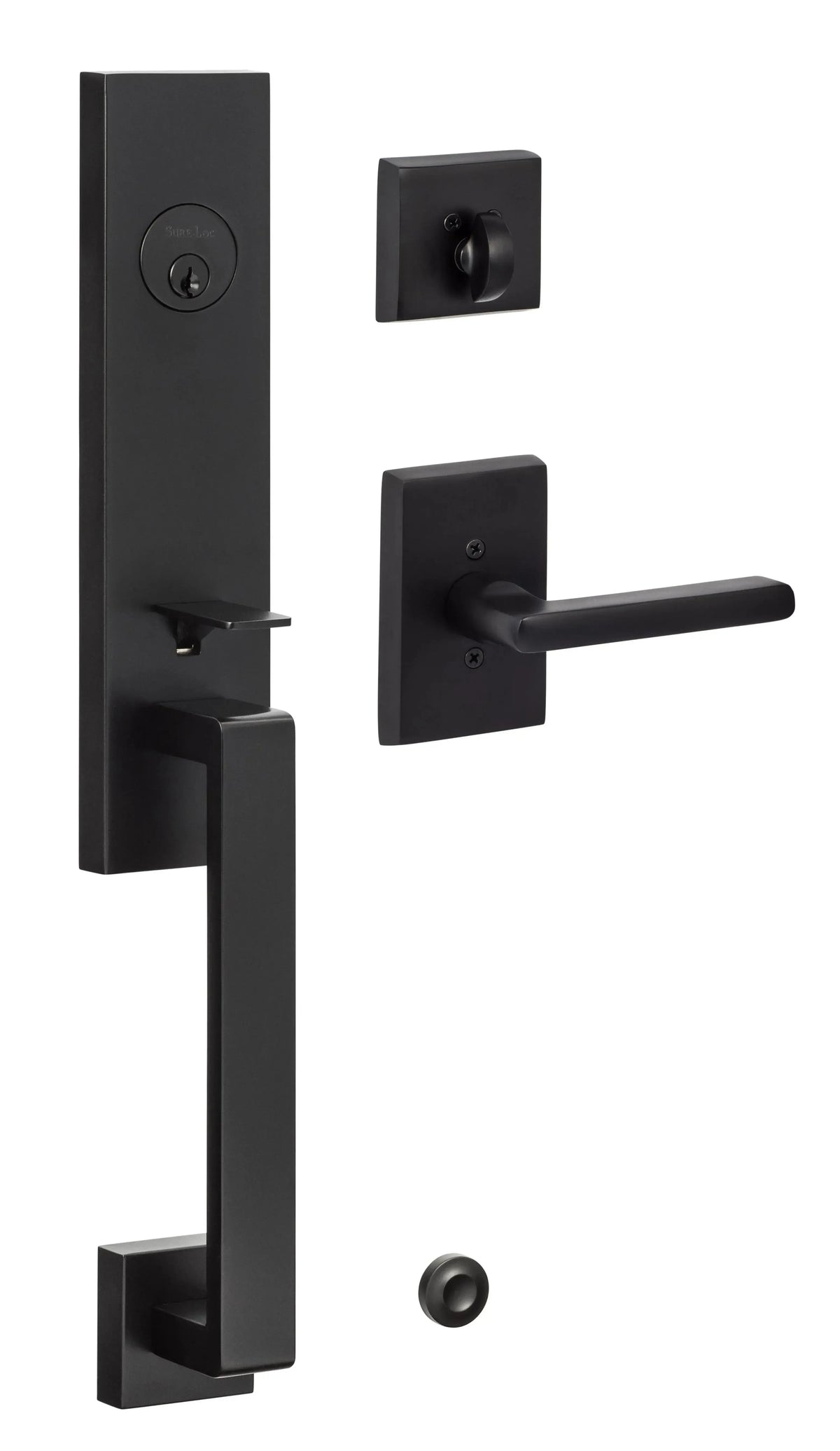 Ridgecrest Turin Handleset with Logan Lever Handleset Trim in Flat Black finish