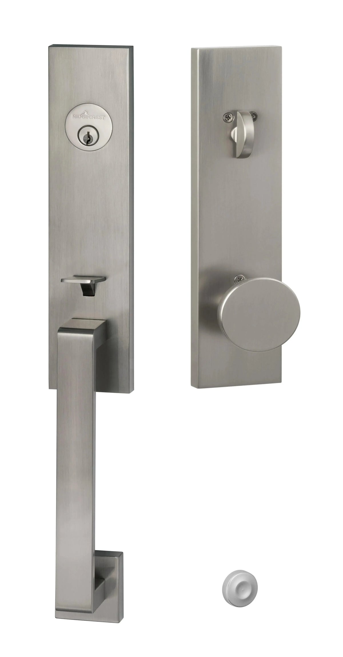 Ridgecrest Turin Handleset with Zermatt Knob Handleset Trim in Satin Nickel finish