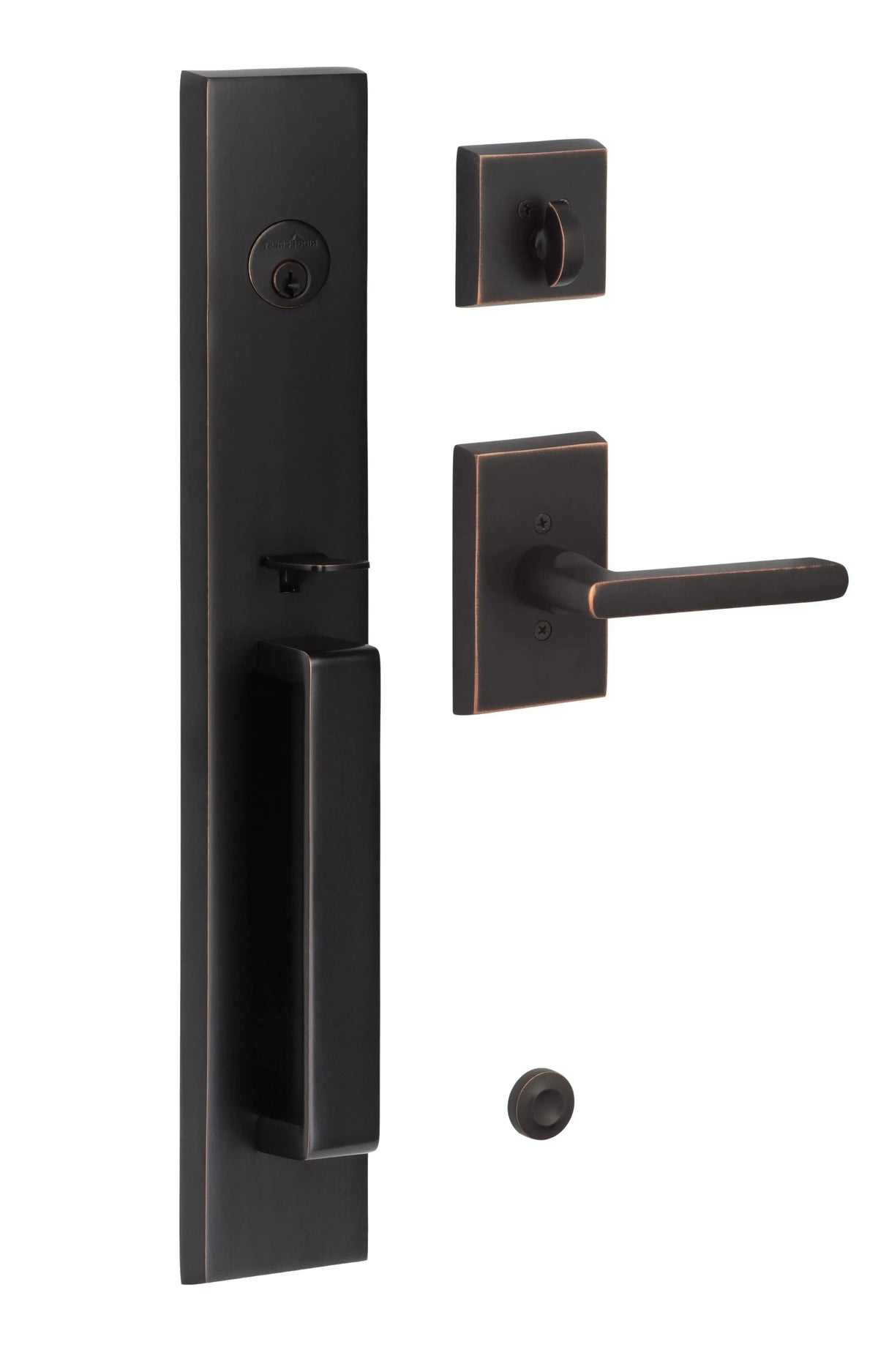 Ridgecrest Vail Handleset with Logan Lever Handleset Trim in Vintage Bronze finish