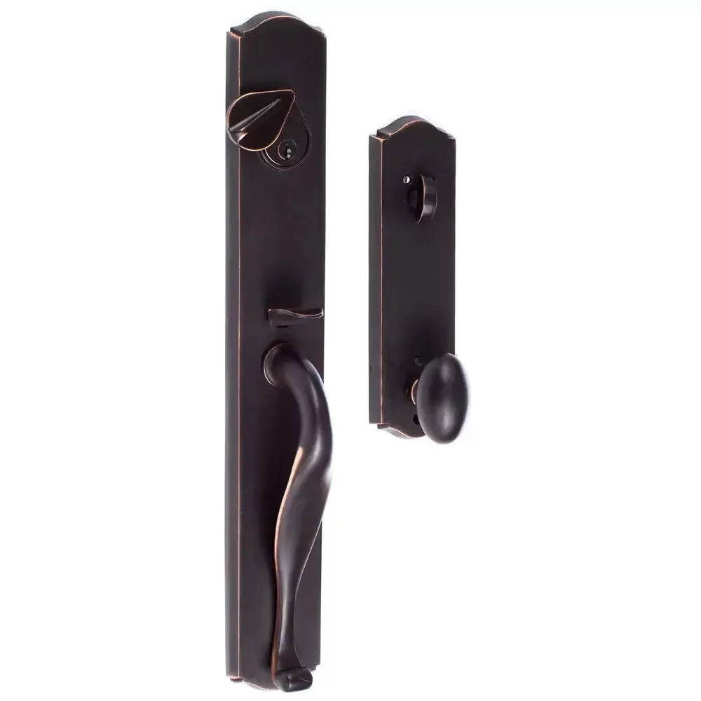 Ridgecrest Wasatch Handleset with Slickrock Knob Interior Trim in Vintage Bronze finish