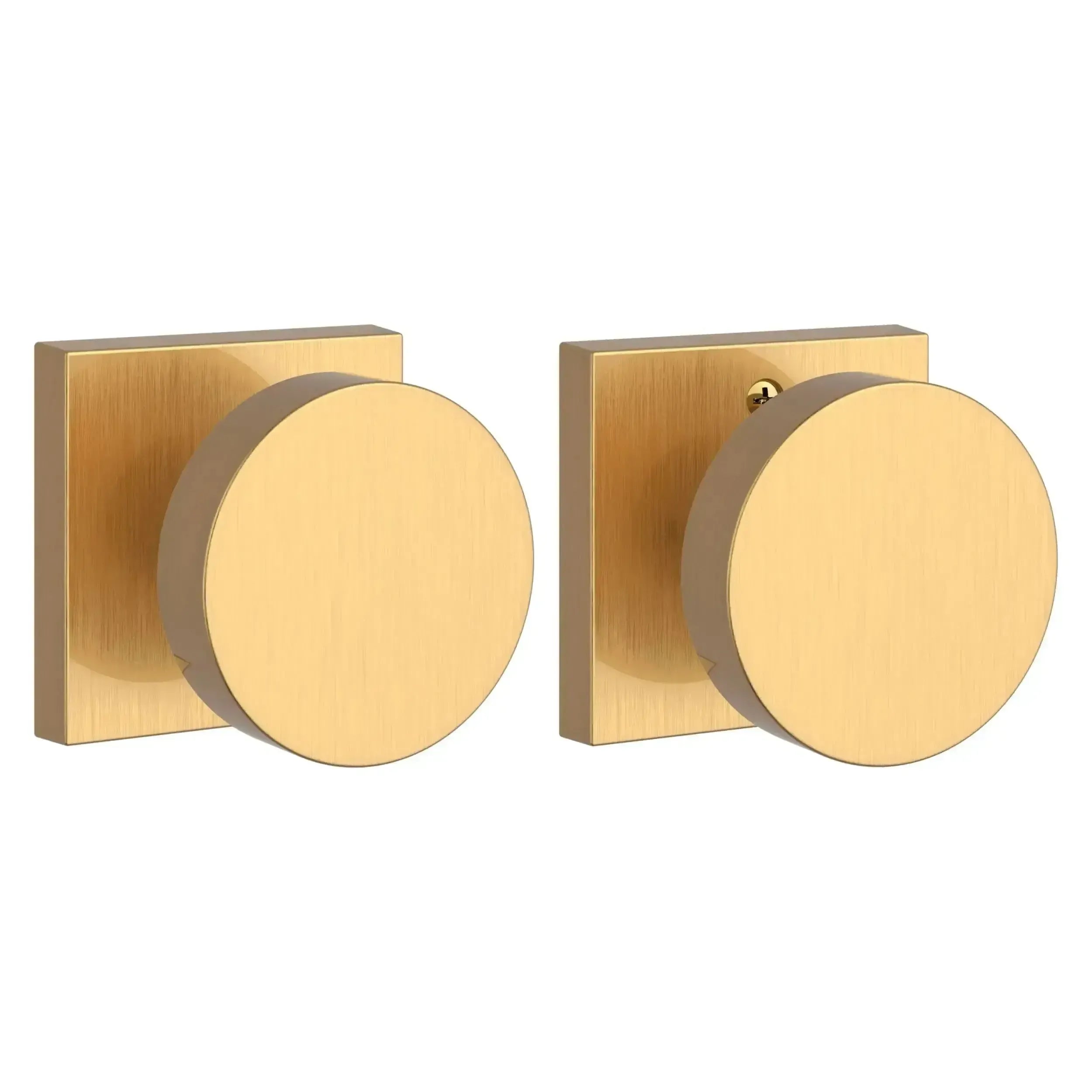 *SALE* Baldwin Contemporary Knob with Contemporary Square Rosette in Satin Brass finish