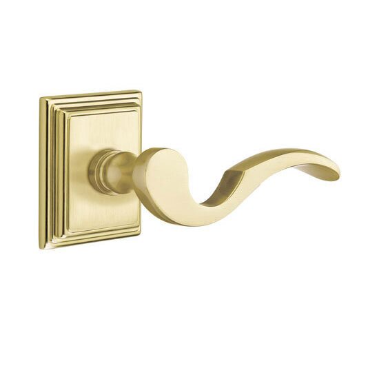 Emtek Cortina Lever With Wilshire Rosette in Satin Brass finish