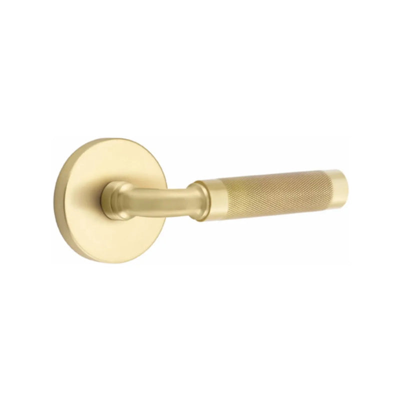 Emtek Select R-Bar Knurled Lever with Disk Rosette in Satin Brass finish