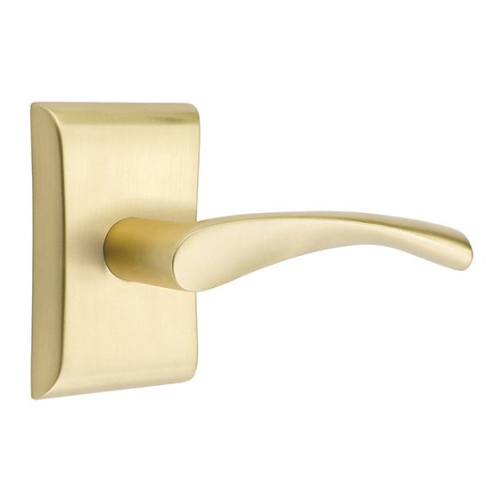 Emtek Triton Lever With Neos Rosette in Satin Brass finish