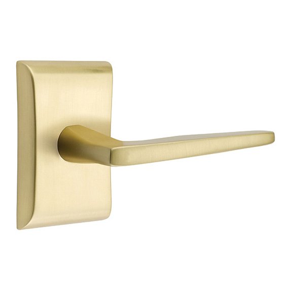 Emtek Hermes Lever With Neos Rosette in Satin Brass finish