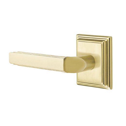 Emtek Milano Lever With Wilshire Rosette in Satin Brass finish