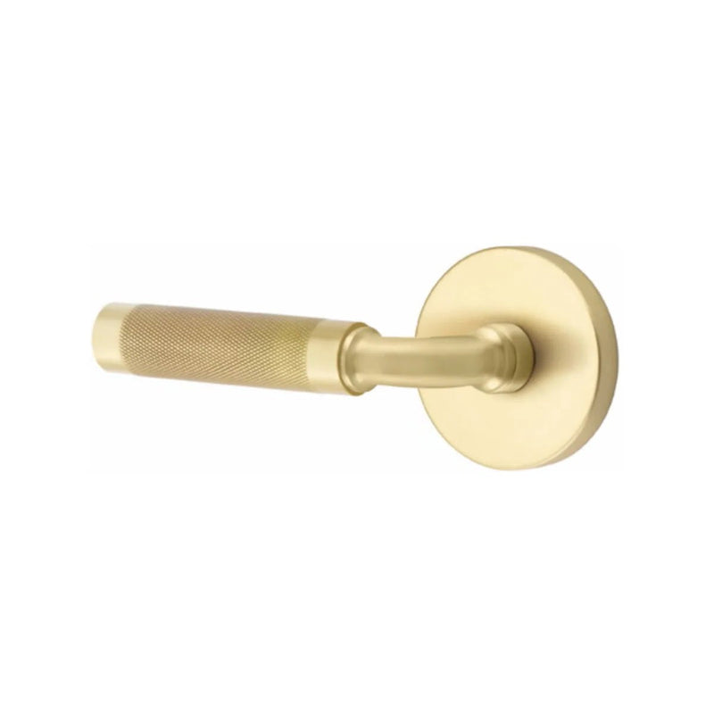 Emtek Select R-Bar Knurled Lever with Disk Rosette in Satin Brass finish