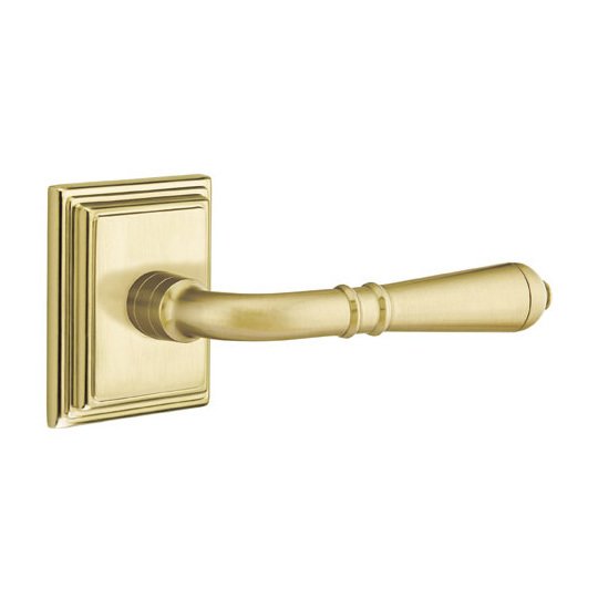 Emtek Turino Lever With Wilshire Rosette in Satin Brass finish