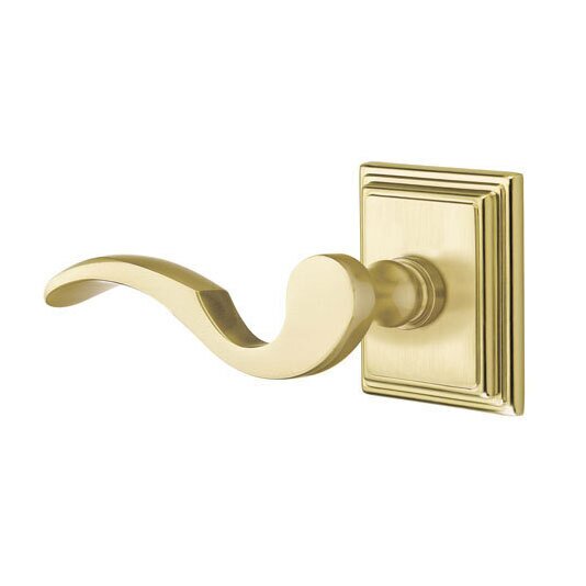 Emtek Cortina Lever With Wilshire Rosette in Satin Brass finish