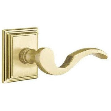 Emtek Cortina Lever With Wilshire Rosette in Satin Brass finish