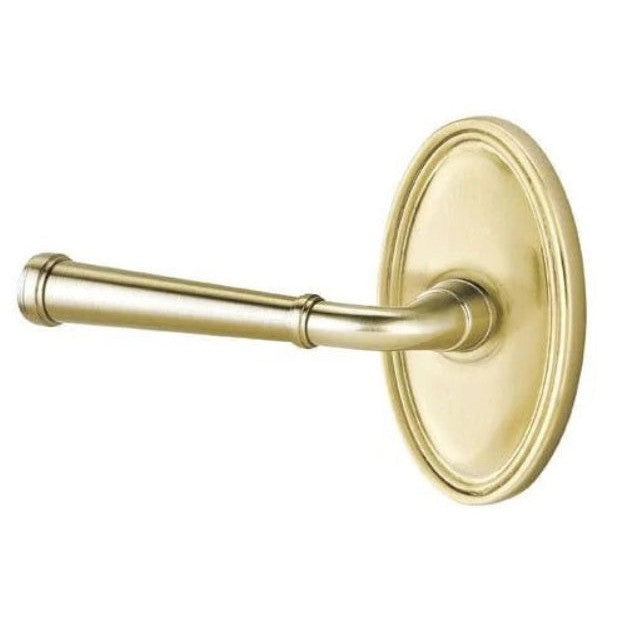 Emtek Merrimack Lever With Oval Rosette in Satin Brass finish