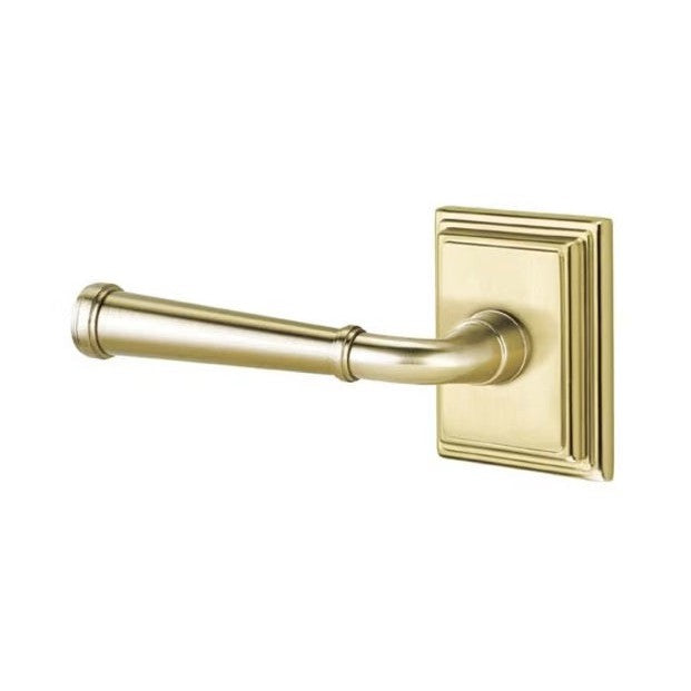 Emtek Merrimack Lever With Wilshire Rosette in Satin Brass finish