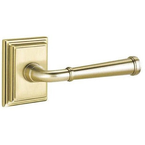 Emtek Merrimack Lever With Wilshire Rosette in Satin Brass finish