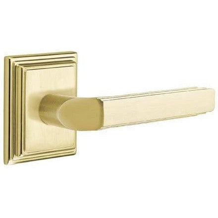 Emtek Milano Lever With Wilshire Rosette in Satin Brass finish