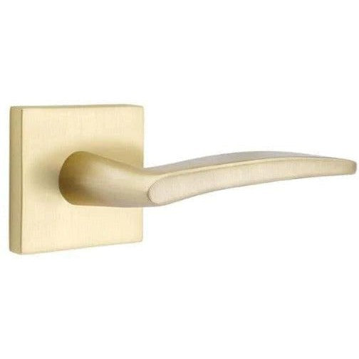 Emtek Poseidon Lever With Square Rosette in Satin Brass finish