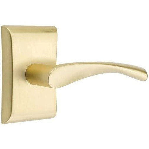 Emtek Triton Lever With Neos Rosette in Satin Brass finish