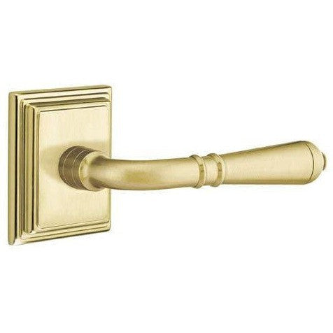 Emtek Turino Lever With Wilshire Rosette in Satin Brass finish