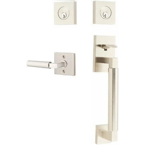 Emtek Hercules Smooth Sectional Tubular Entry Set with Hercules Lever in Satin Nickel finish