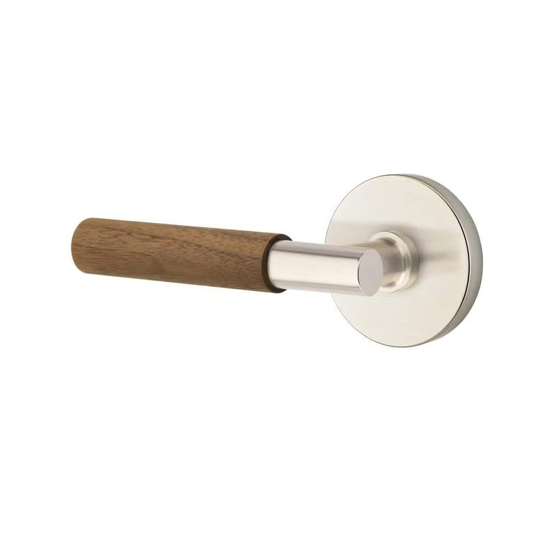 Emtek Select T-Bar Dark Walnut Lever with Disk Rosette in Satin Nickel finish