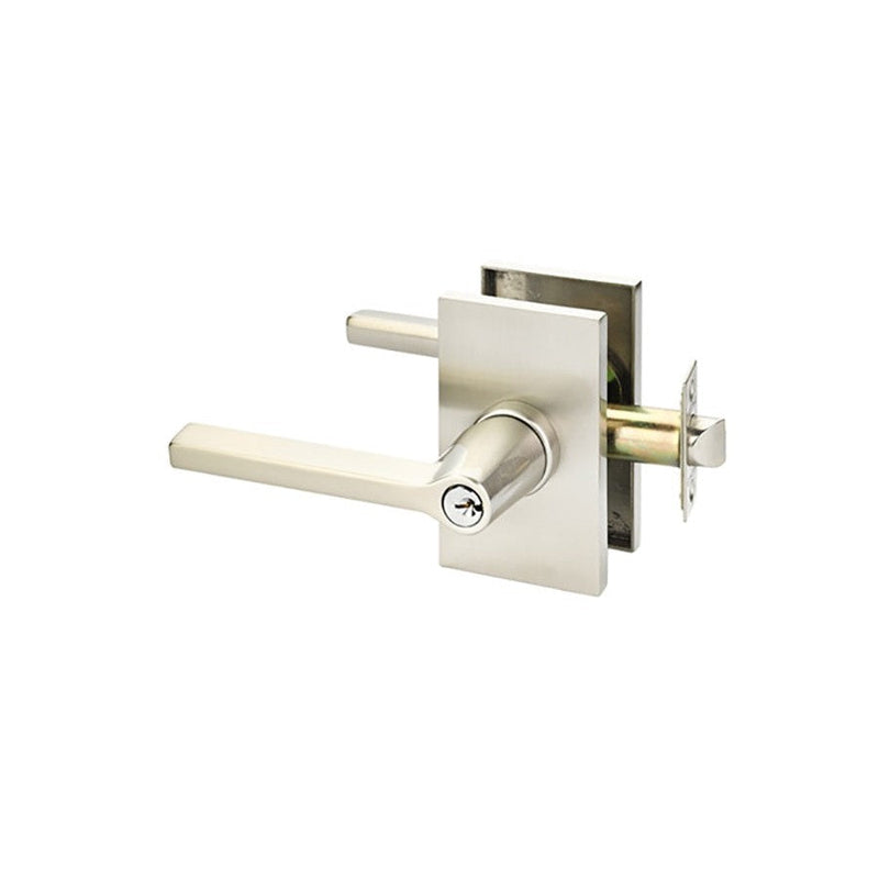 Emtek Helios Lever With Modern Rectangular Rosette in Satin Nickel finish