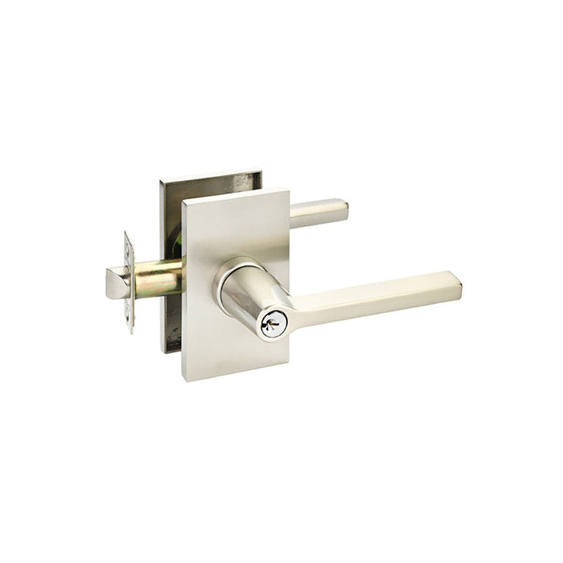 Emtek Helios Lever With Modern Rectangular Rosette in Satin Nickel finish