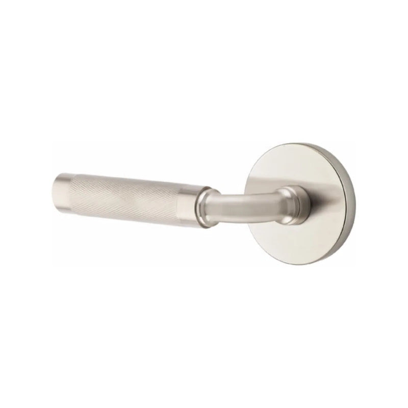 Emtek Select R-Bar Knurled Lever with Disk Rosette in Satin Nickel finish