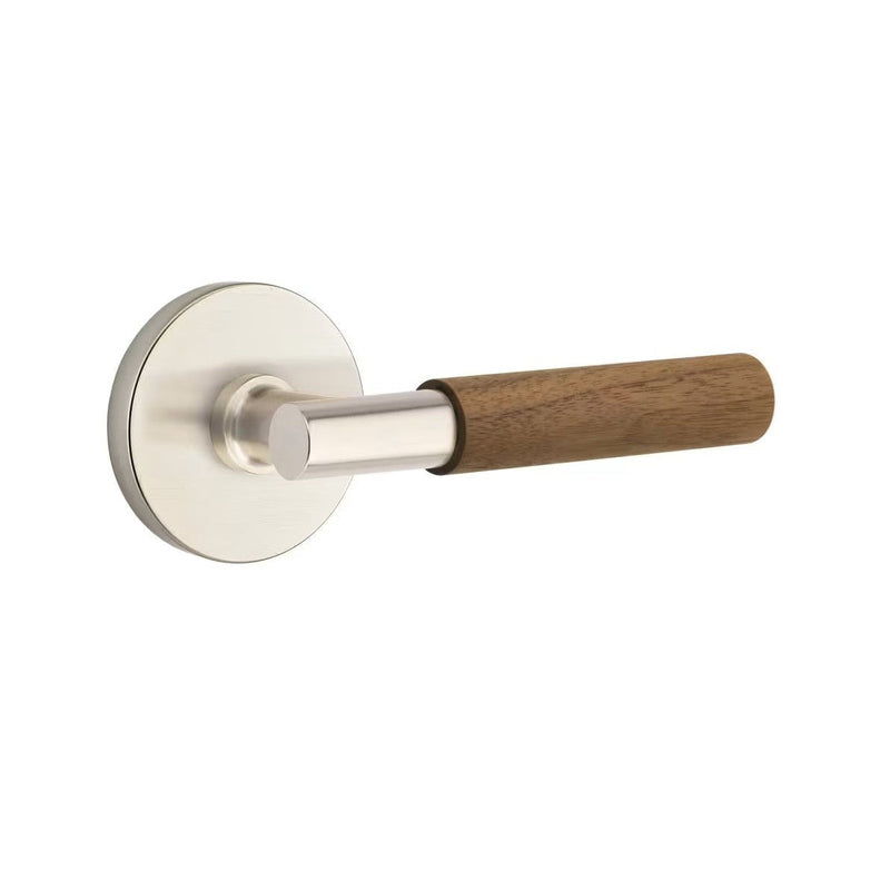 Emtek Select T-Bar Dark Walnut Lever with Disk Rosette in Satin Nickel finish