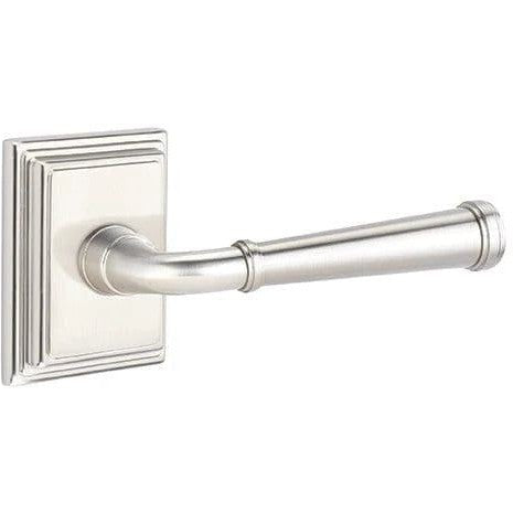 Emtek Merrimack Lever With Wilshire Rosette in Satin Nickel finish