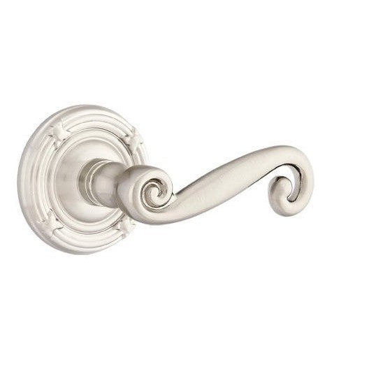 Emtek Rustic Lever With Ribbon & Reed Rosette in Satin Nickel finish