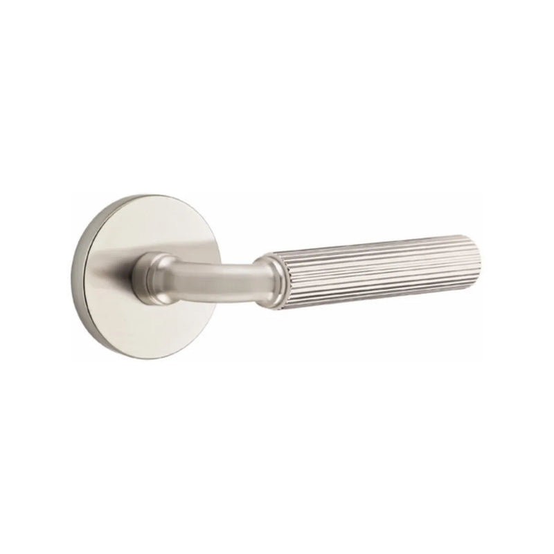 Emtek Select R-Bar Straight Knurled Lever with Disk Rosette in Satin Nickel finish