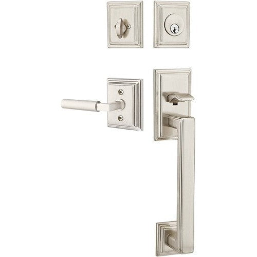 Emtek Hamden Tubular Entrance Handleset With Hercules Lever in Satin Nickel finish