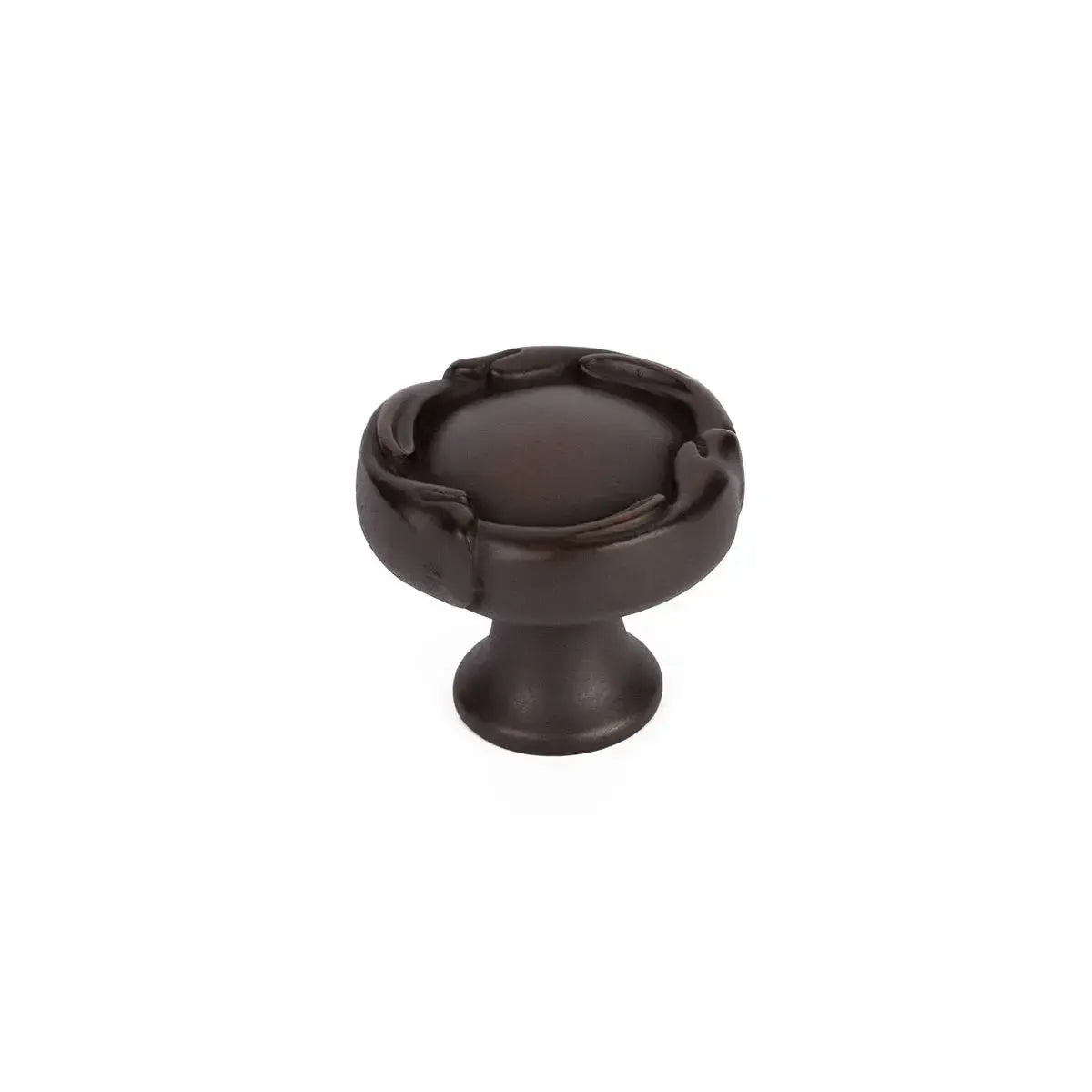 The Schaub French Farm Round Cabinet Knob in Ancient Bronze finish.
