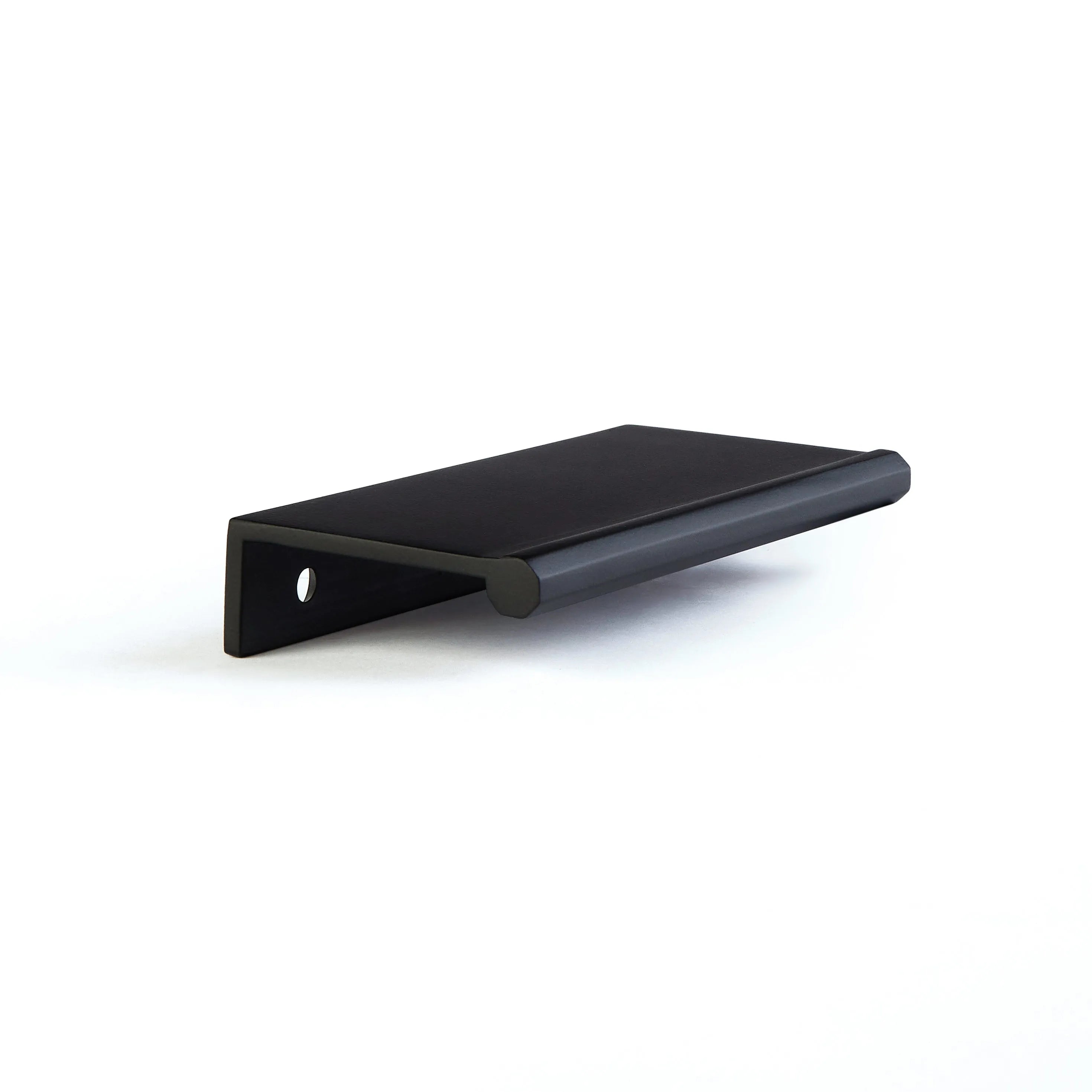 The Schaub Baker Cabinet Edge Pull in Matte Black finish.