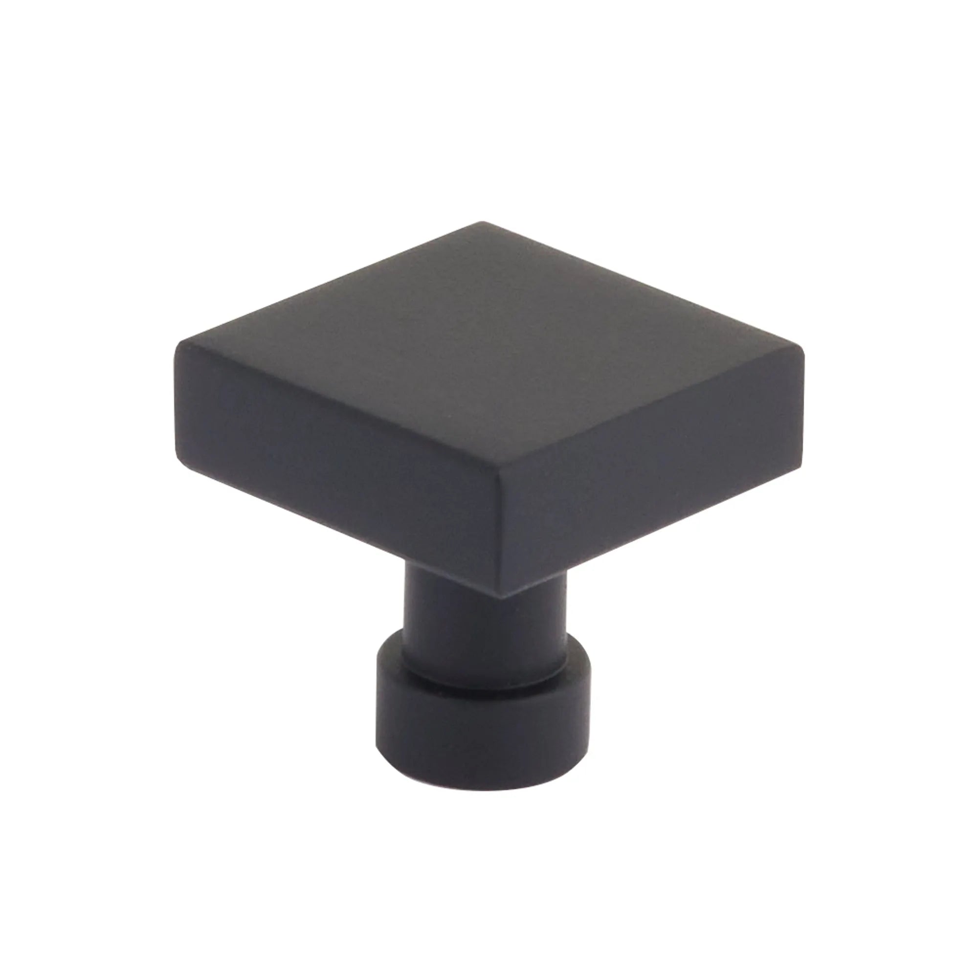 The Schaub NOHO Square Cabinet Knob in Matte Black finish.