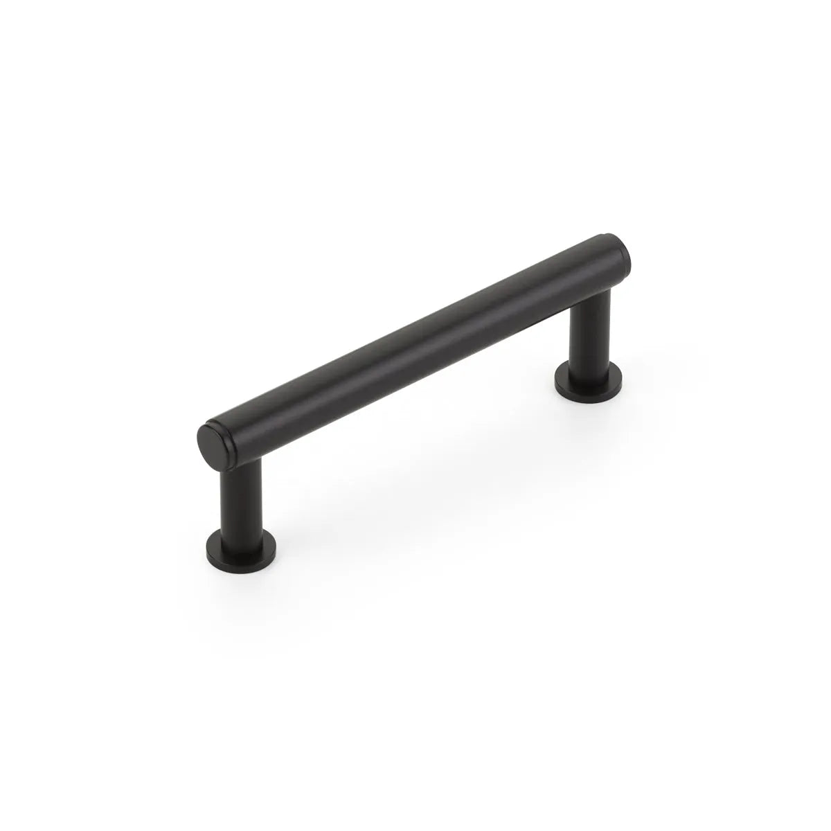 The Schaub Pub House Smooth Cabinet Pull in Matte Black finish.