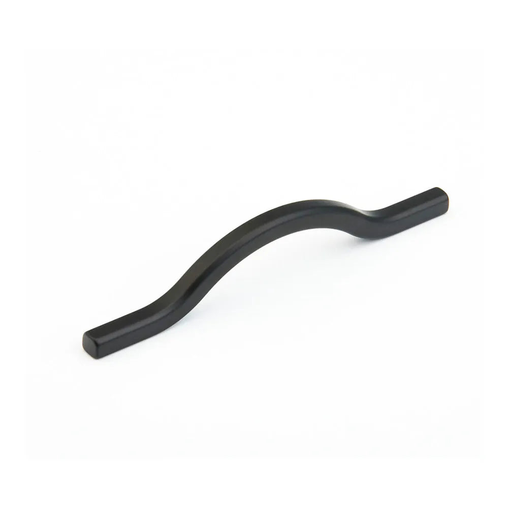 The Schaub Sorrento Bowed Cabinet Pull in Matte Black finish.