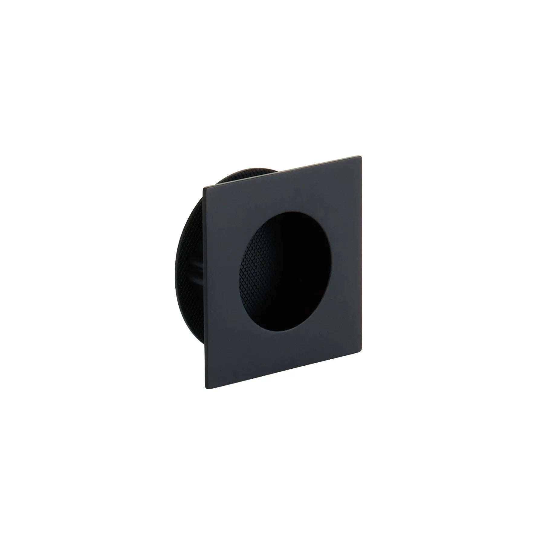 The Schaub Urbano Square Recessed Pull in Matte Black finish.