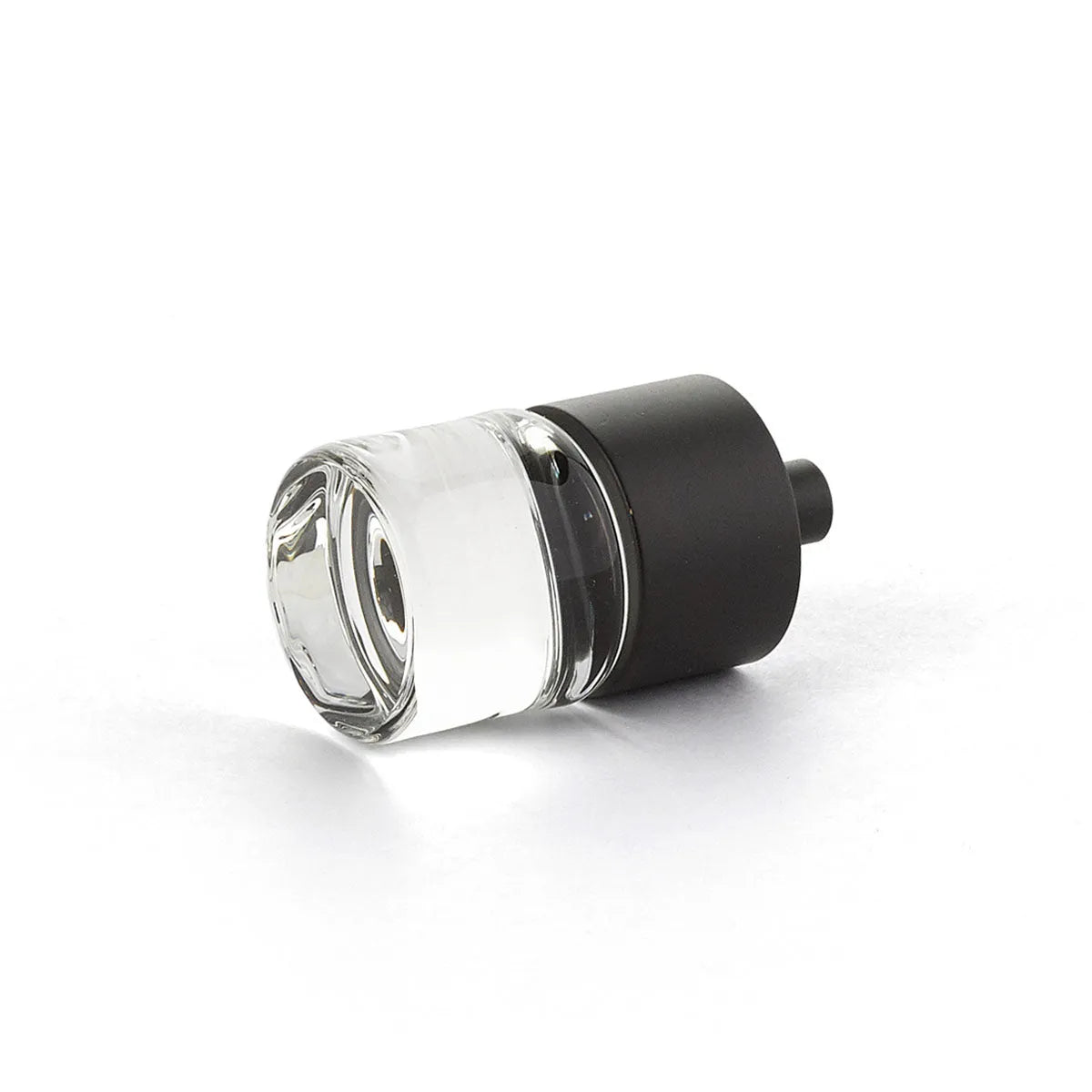 The Schaub City Lights Cylinder Glass Knob in Oil Rubbed Bronze finish.