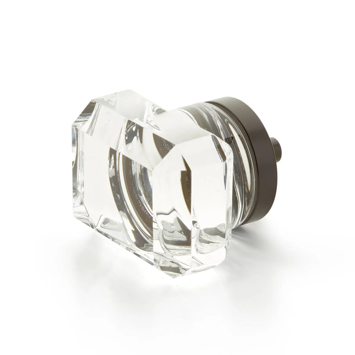 The Schaub City Lights Rectangular Glass Knob in Oil Rubbed Bronze finish.