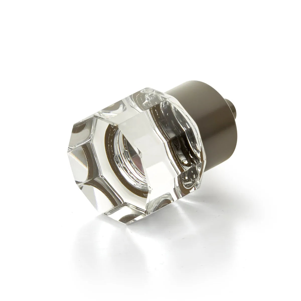 The Schaub City Lights Round Mult-Sided Glass Knob in Oil Rubbed Bronze finish.