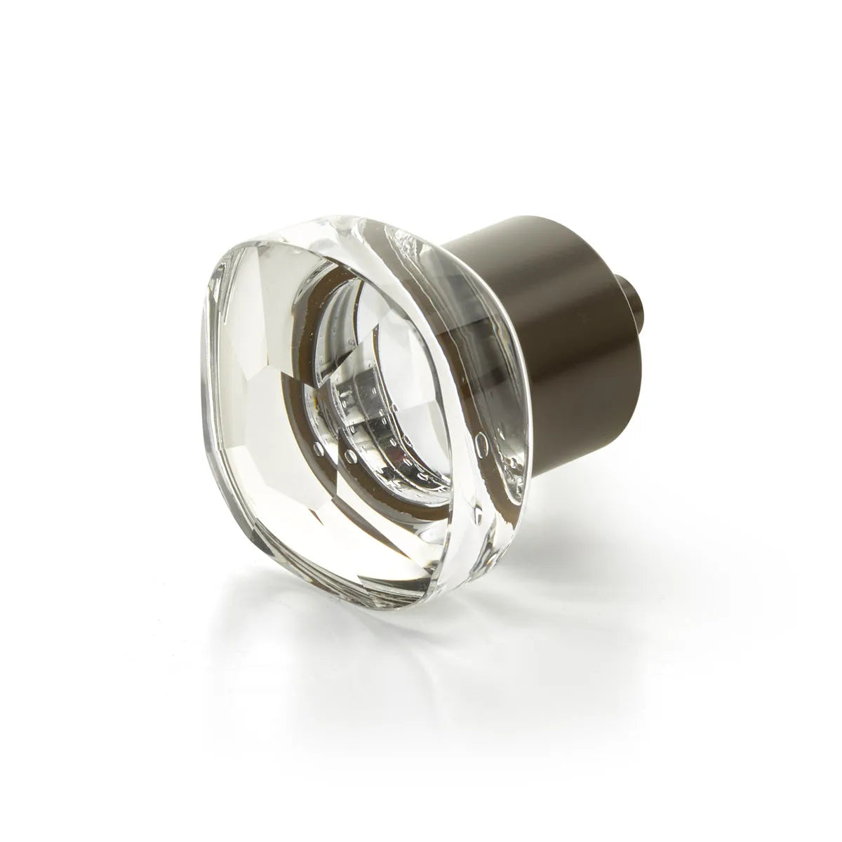 The Schaub City Lights Soft Square Glass Knob in Oil Rubbed Bronze finish.