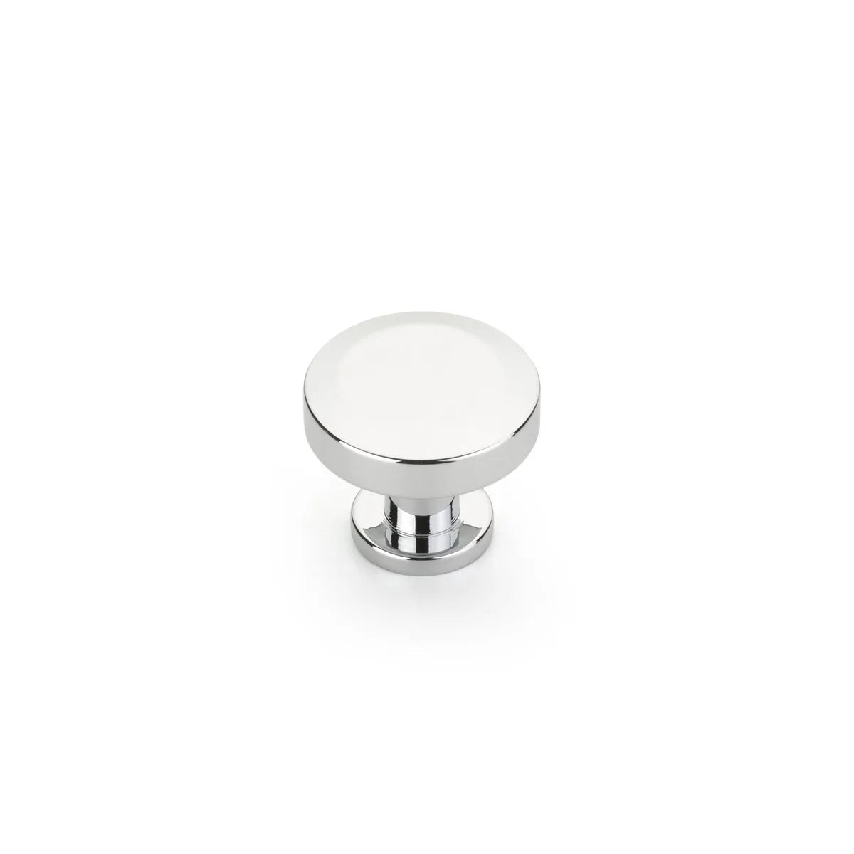The Schaub Heathrow Round Cabinet Knob in Polished Chrome finish.