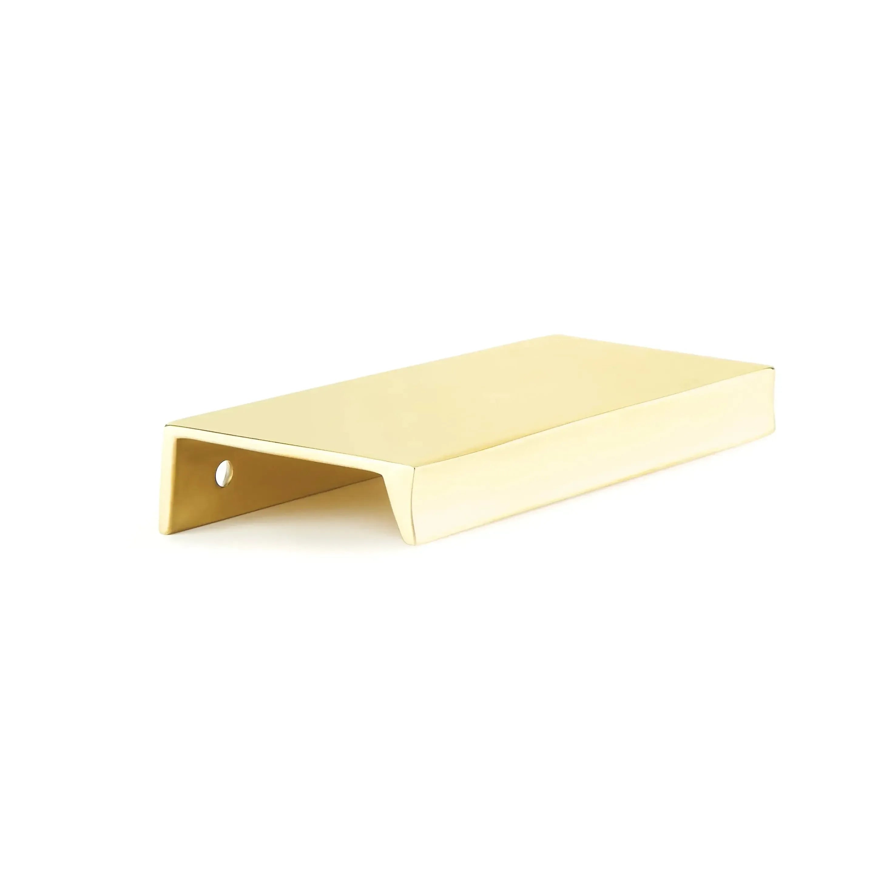 Schaub Sabre Cabinet Edge Pull in Unlacquered Brass finish