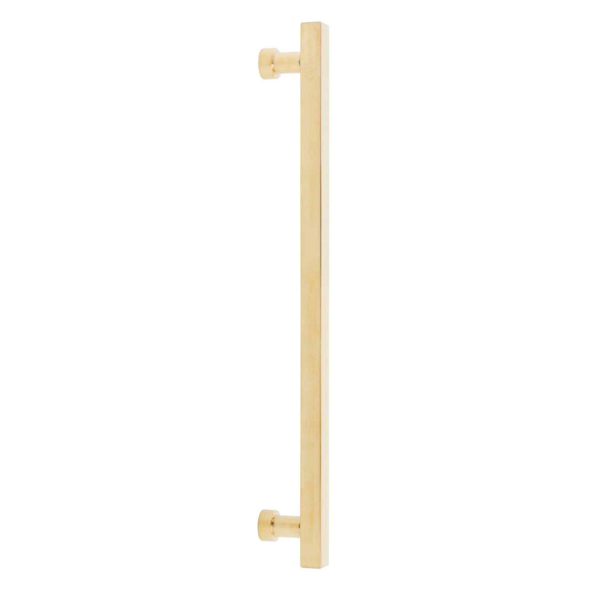The Schaub NOHO Square Appliance Pull in Unlacquered Brass finish.