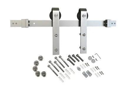 Schlage 6'6" Sliding Barn Door Hardware Kit with J Strap Hangers in Satin Stainless Steel finish