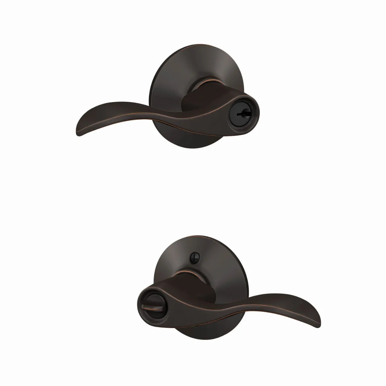 Schlage Accent Lever in Aged Bronze finish