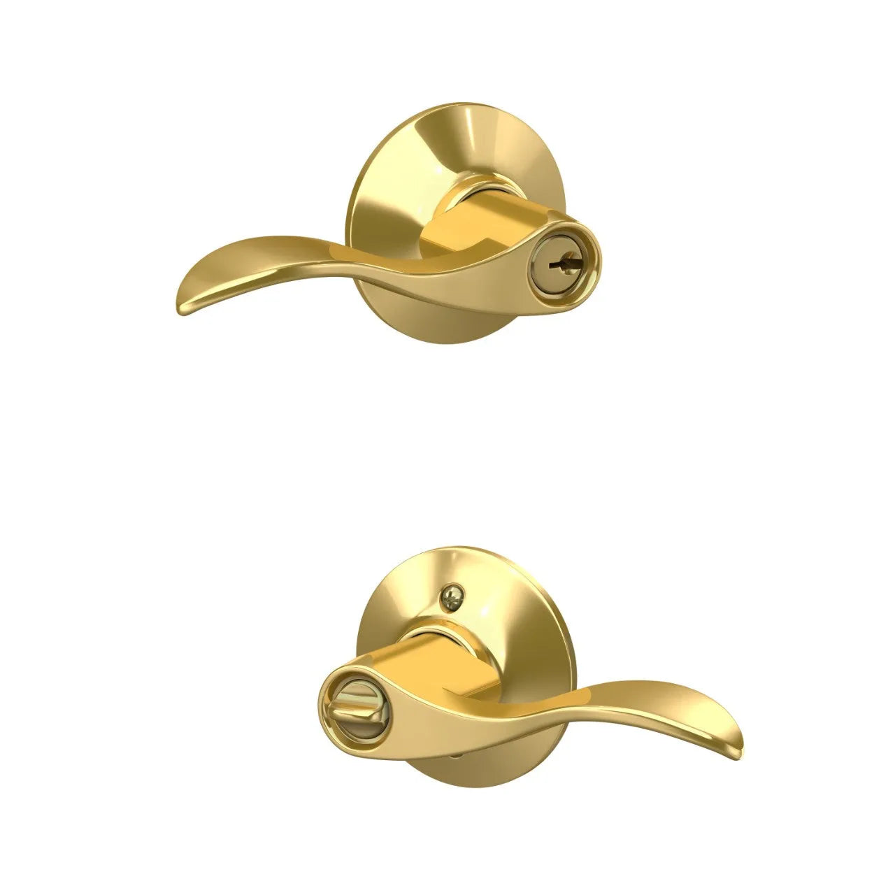Schlage Accent Lever in Bright Brass finish